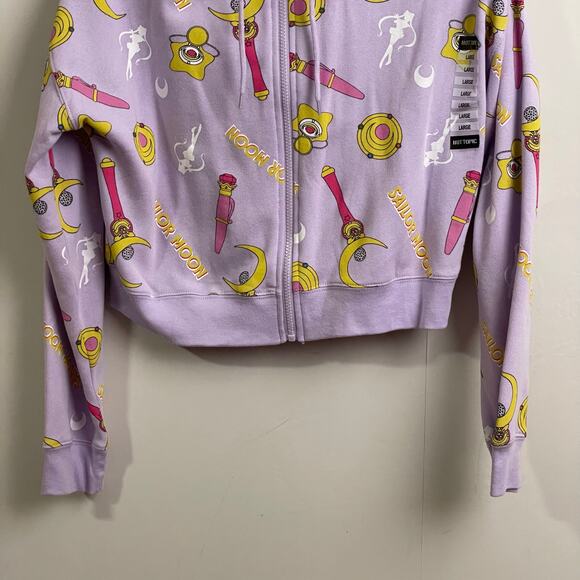 NWT Hot Topic L Sailormoon AOP zipper hoodie pink yellow  anime fandom cozy - Picture 3 of 9